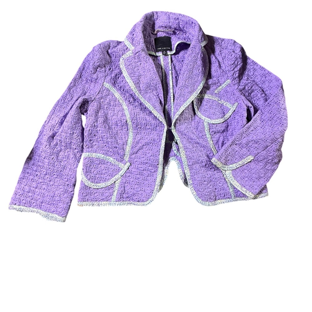 The Limited Purple Textured Embroidered Blazer Jacket XS